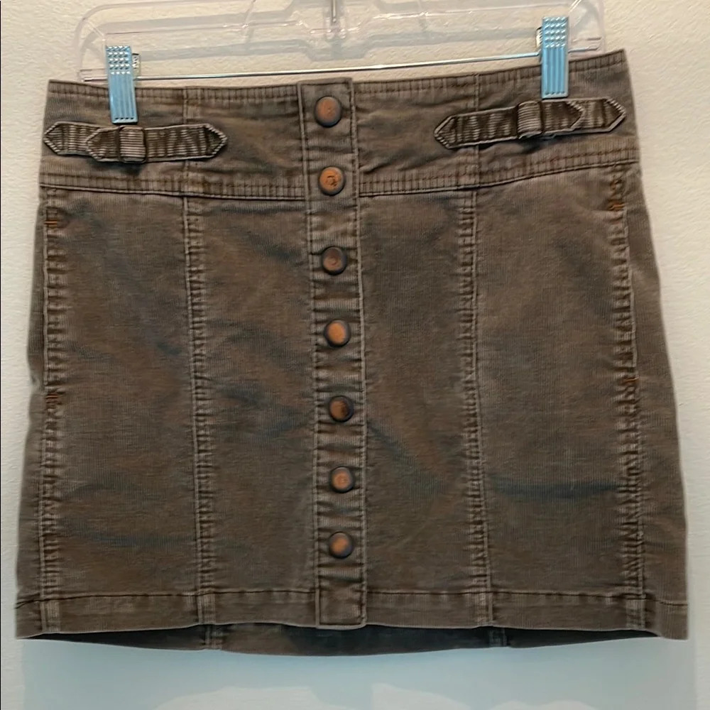 Vintage GAP Brown Corduroy Snap Front Mini Skirt Size 4